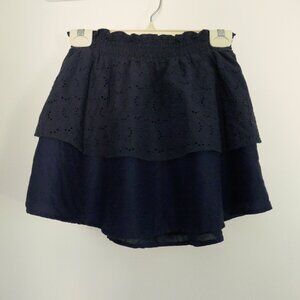 Chaps smocked waist tiered eyelet miniskirt navy blue girls size XL